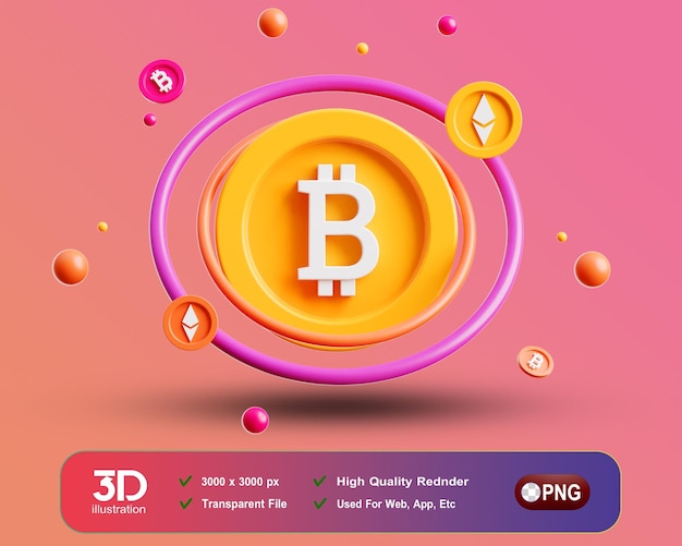 Creativepreneur 3D-Bitcoin auf isoliertem Hintergrund