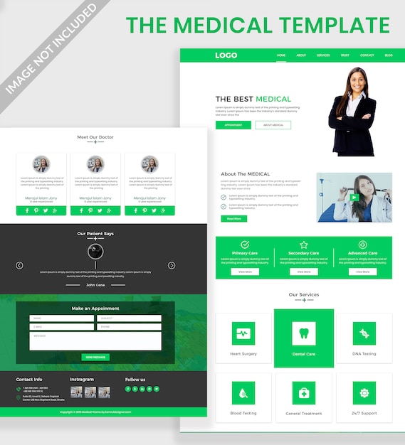 Criativo site médico psd design