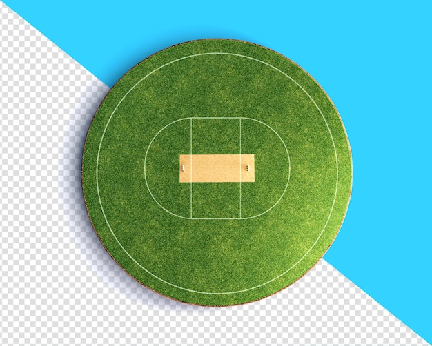 PSD cricket-stadion vorderansicht auf cricket- oder ballsport-spielfeld-grasstadion 3d-illustration