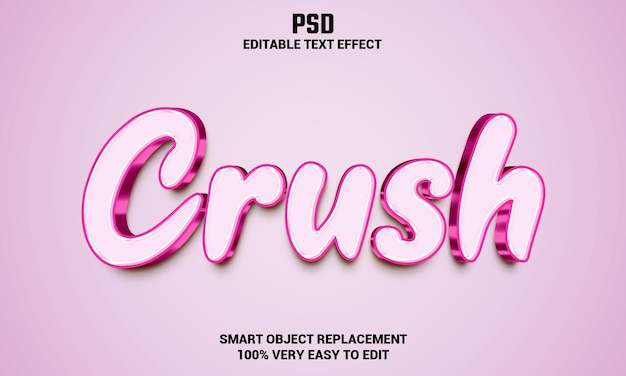 Crush bearbeitbarer 3D-Texteffekt mit Hintergrund Premium Psd