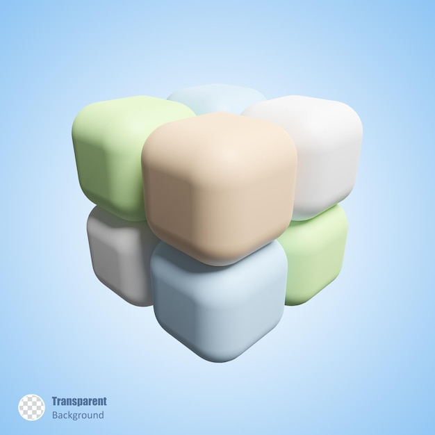 PSD cubo de marshmallow em design de renderização 3d