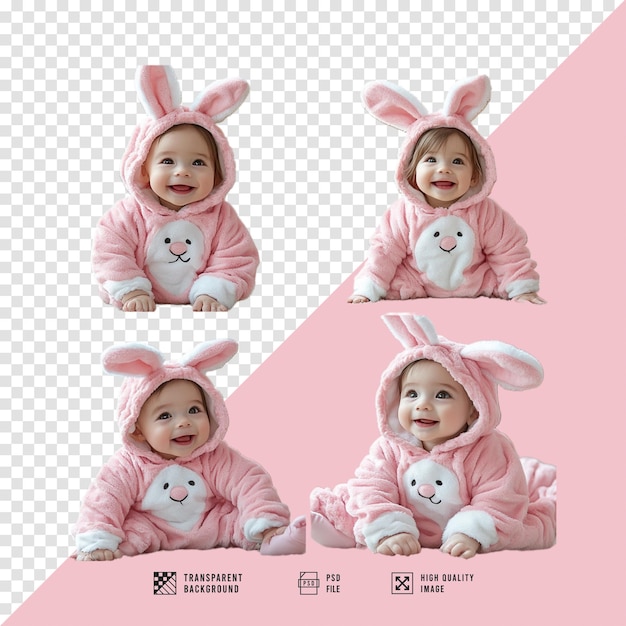 PSD cuccioli vestiti di coniglietto rosa foto senza sfondo di qualità hd