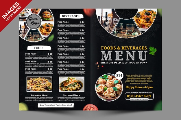 Dark Vintage Restaurant Food Beverages Menu Premium PSD Templat