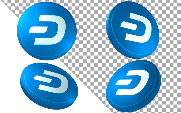 DASH illustration de rendu 3d jeton de pièce de monnaie icône du logo de crypto-monnaie