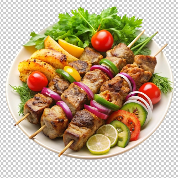 de vegetais kebab e prato francês