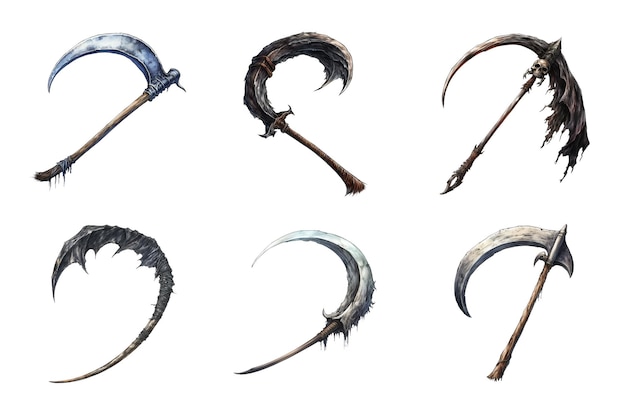 PSD death scythe collection bundle set isolado em um fundo transparente