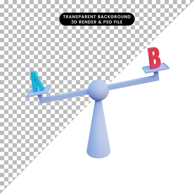 PSD décision de mise à l'échelle d'illustration 3d avec les lettres a et b