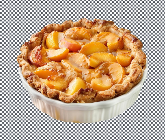 PSD delicious peach cobbler isolé sur un fond blanc