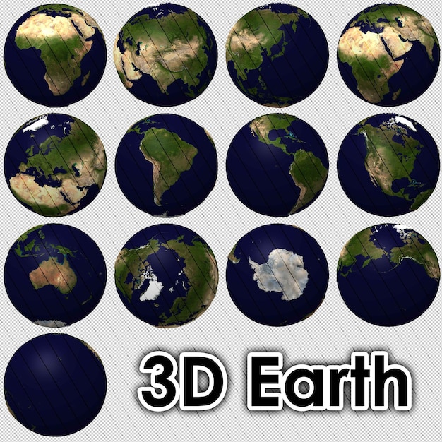 PSD der globus in mehreren richtungen zeigt die wichtigen karten deutlich