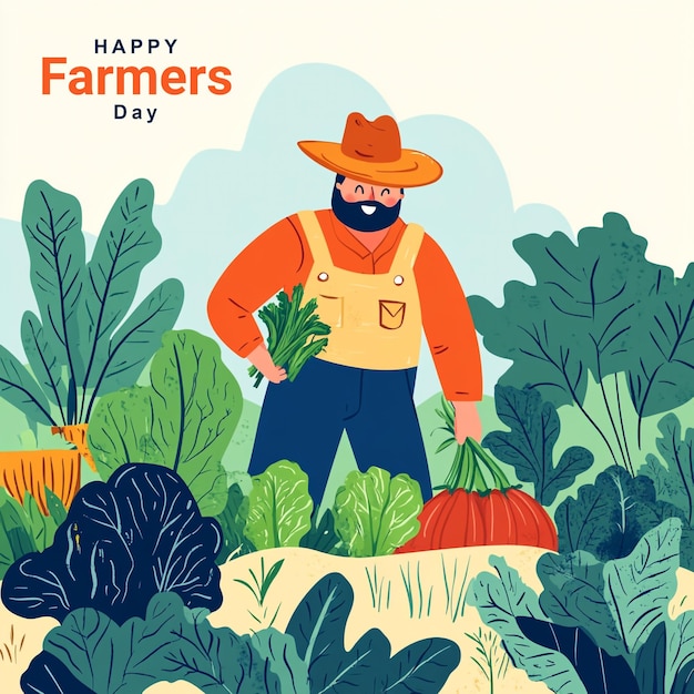 PSD desenho de banner de ilustração do dia dos agricultores