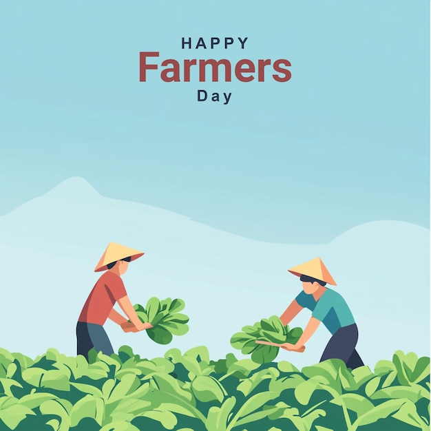 PSD desenho de cartaz de ilustração do dia dos agricultores