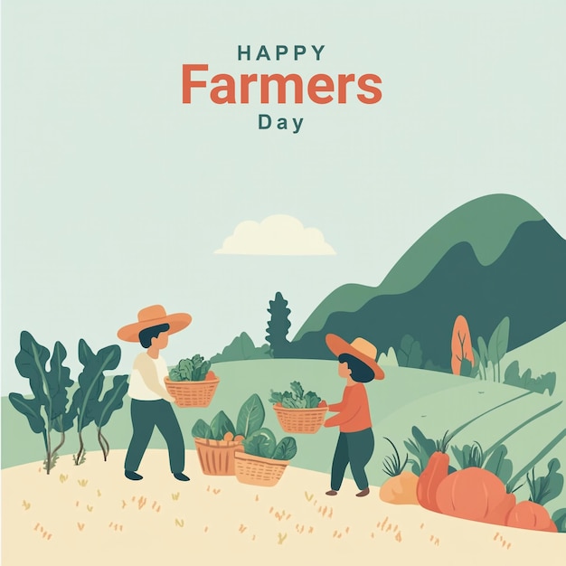 PSD desenho de cartaz de ilustração do dia dos agricultores