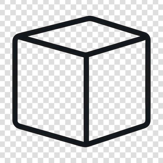 PSD desenho de linha de cubo 3d minimalista png