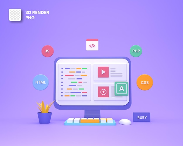 PSD desenvolvimento web 3d ou desenvolvimento de software ou codificação e programação de web design
