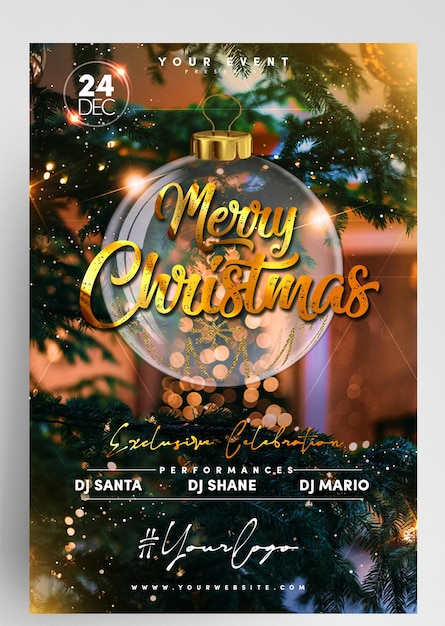 PSD le design de la bannière de l'événement de noël sur instagram