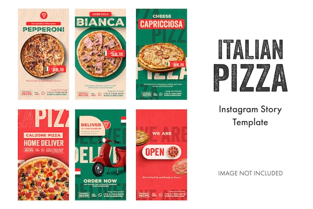 PSD design de la collection de pizza italienne lavizta pour les médias sociaux et le modèle d'histoire instagram