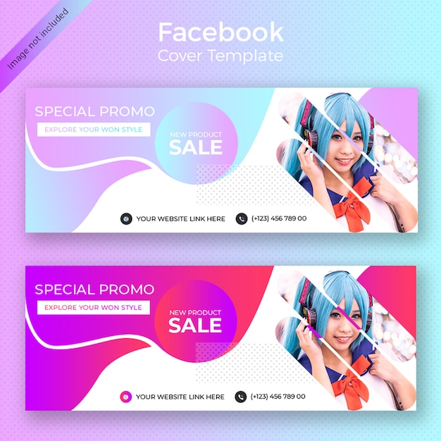 PSD design colorato per copertine di facebook