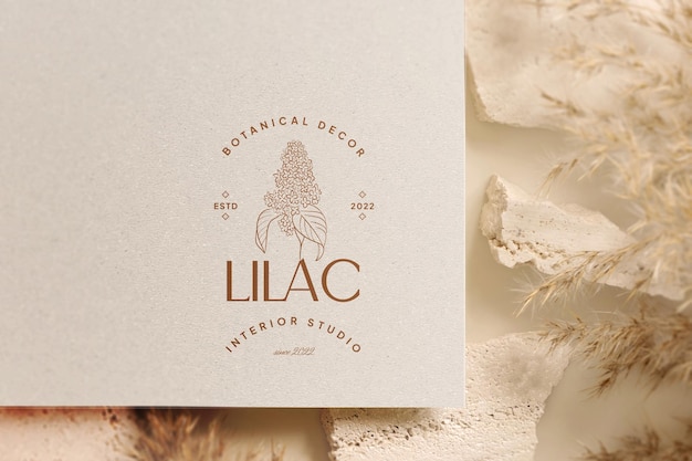 Design de maquete do logotipo da PSD Lilac