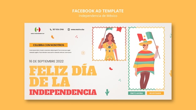 PSD design de modelo de anúncio do facebook independência do méxico