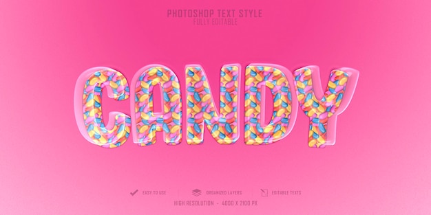 PSD design de modelo de efeito de estilo de texto 3d pinck candy