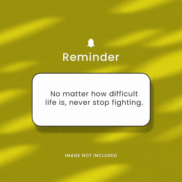 Design de notificação de citações de lembrete do PSD para mídias sociais e modelo de postagem do Instagram