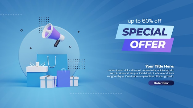 PSD design del modello di banner per social media con offerta speciale