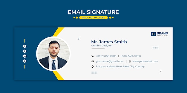 Design del modello di firma e-mail o piè di pagina e-mail e copertina dei social media personale