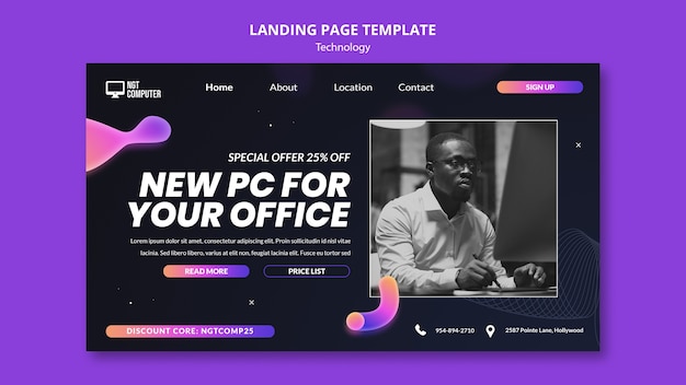 Design der Landingpage-Vorlage für Technologie