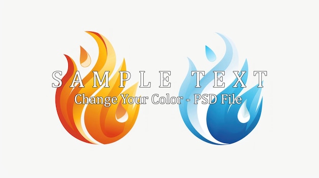 PSD design du logo abstrait du feu et de l'eau