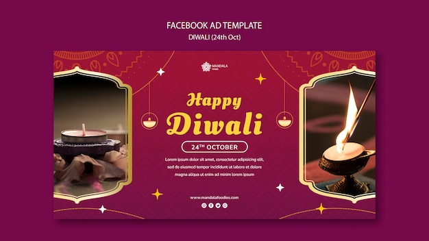 PSD design elegante del modello di diwali