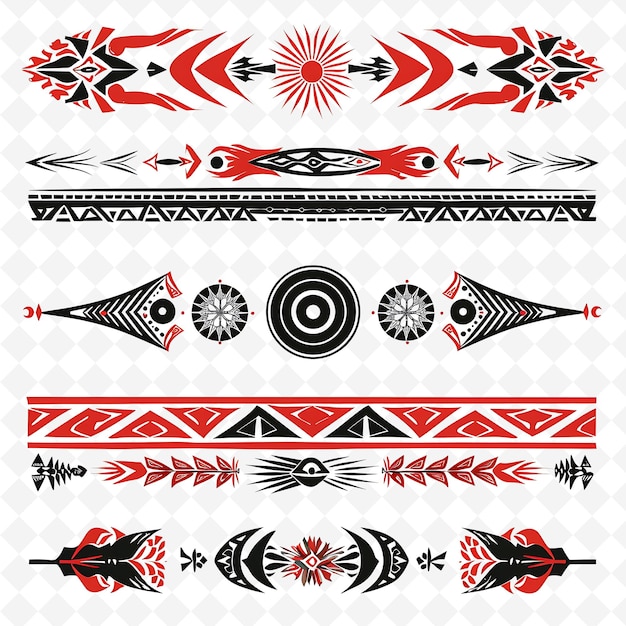 Design des frontières tribales avec décor géométrique et culturel PNG Des motifs stylisés uniques