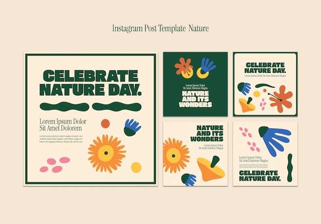 Design piatto concetto di natura post su Instagram