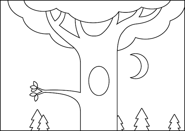 PSD un dessin animé d'un arbre avec les mots arbres dessus