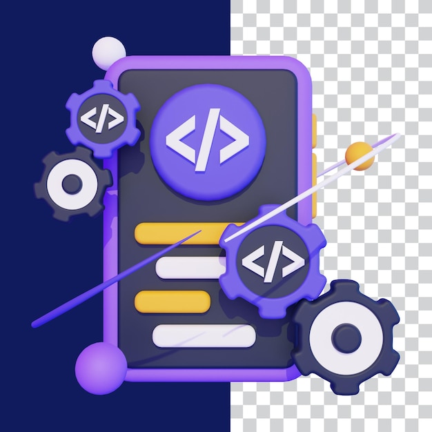 PSD développement d'applications mobiles à illustration 3d