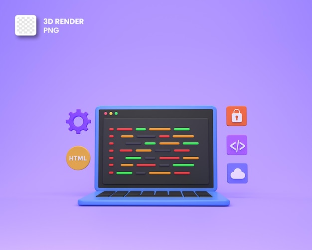 PSD développement web 3d ou développement de logiciels ou conception web codage et programmation avec code de syntaxe