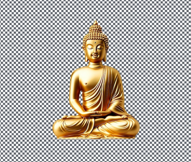 PSD die entzückende goldene buddha-statue, isoliert auf durchsichtigem hintergrund