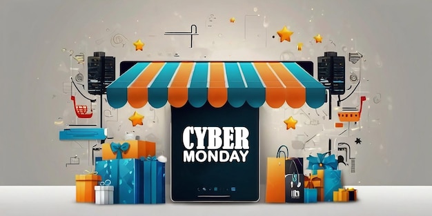 Disegno di sfondo del Cyber Monday con file modificabile