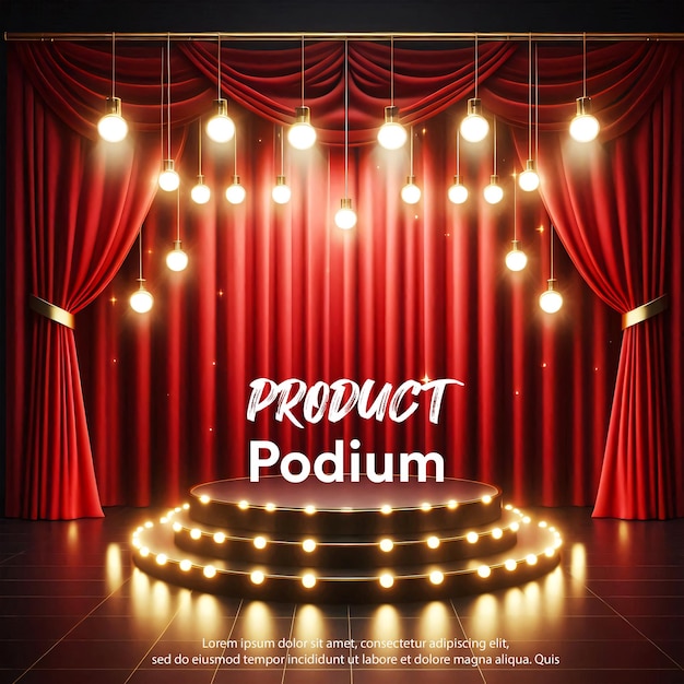 Display del prodotto Podium 3d cortina di palcoscenico realistico con luci