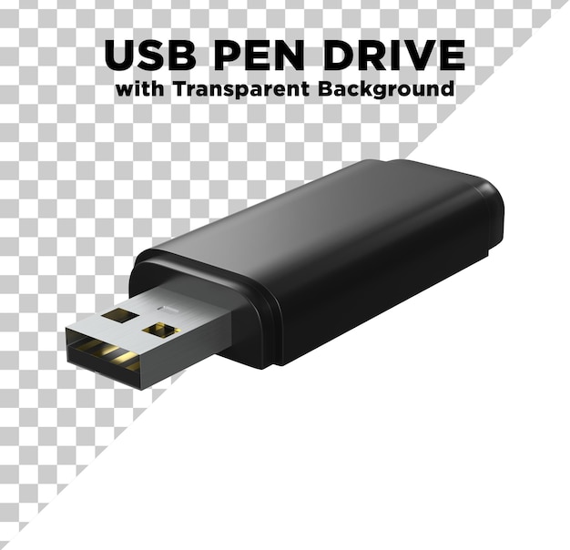 Dispositivo de armazenamento de pen drive USB PSD de foto 3D com fundo transparente