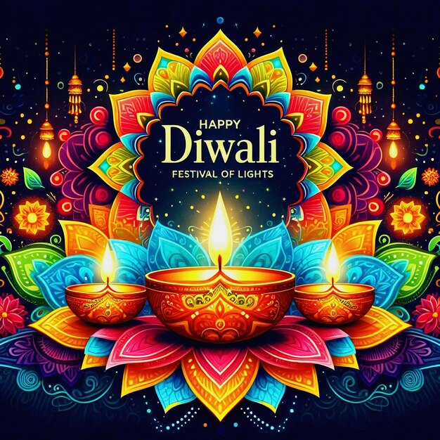 PSD diwali-festival-hintergrund mit kerzen