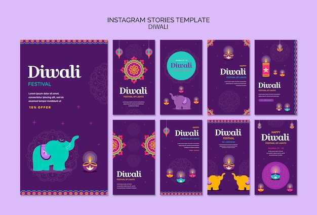 Diwali-Vorlage im flachen Design