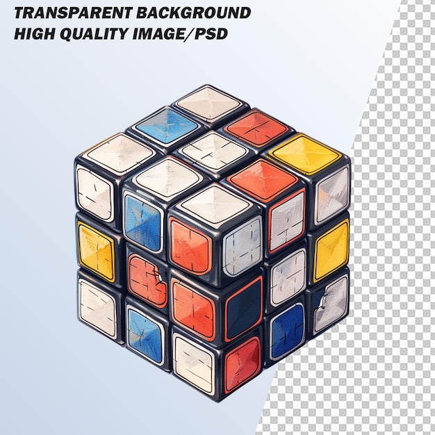 PSD dominar o design de cubo 3d em fundo transparente