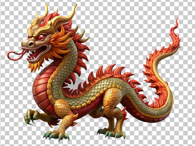 PSD un dragon chinois isolé sur un fond transparent