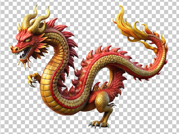 PSD un dragon chinois isolé sur un fond transparent