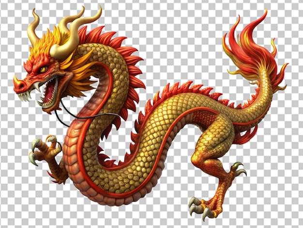 PSD un dragon chinois isolé sur un fond transparent