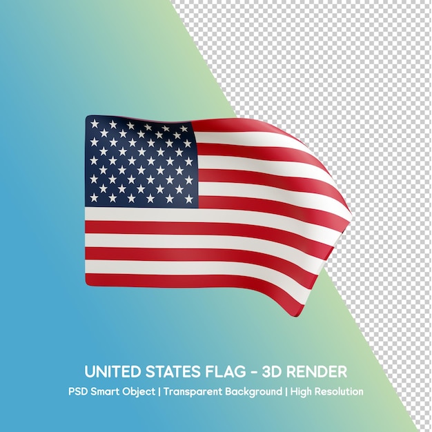 PSD drapeau des états-unis de conception 3d un fond bleu et vert avec un drapeau et une image d'un drapeau