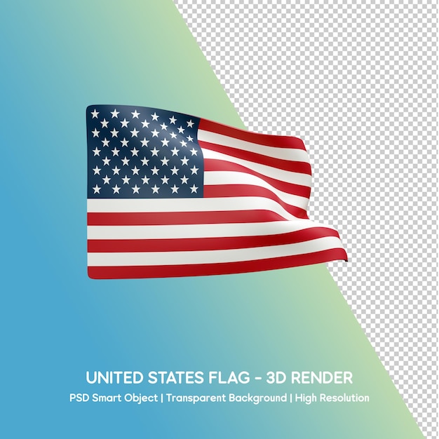 PSD drapeau des états-unis de conception 3d un fond bleu et vert avec un drapeau et une image d'un drapeau