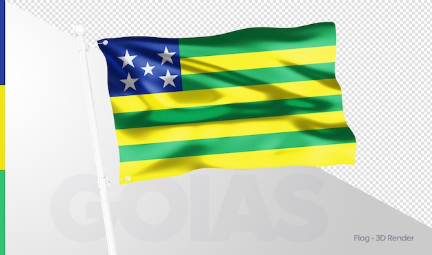 Drapeau de Goias réaliste rendu 3D de l'État brésilien