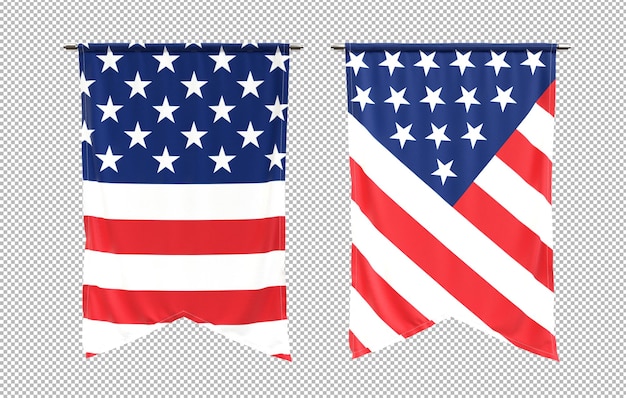 PSD des drapeaux américains sur des transparents.