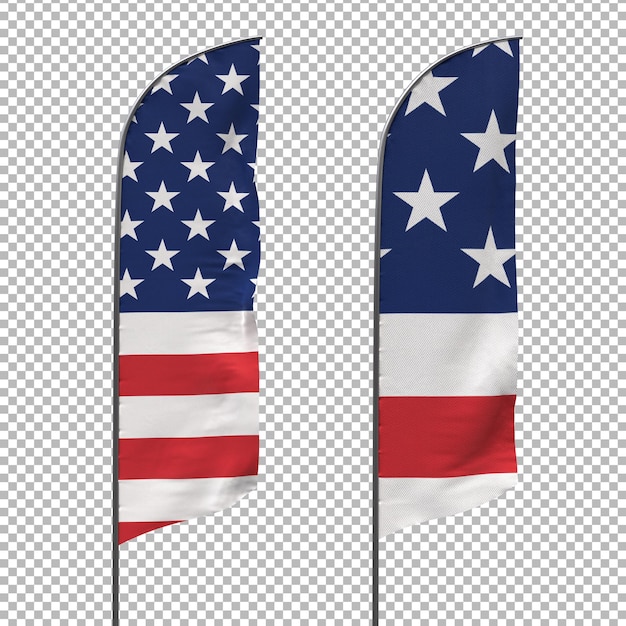 PSD des drapeaux américains sur des transparents.